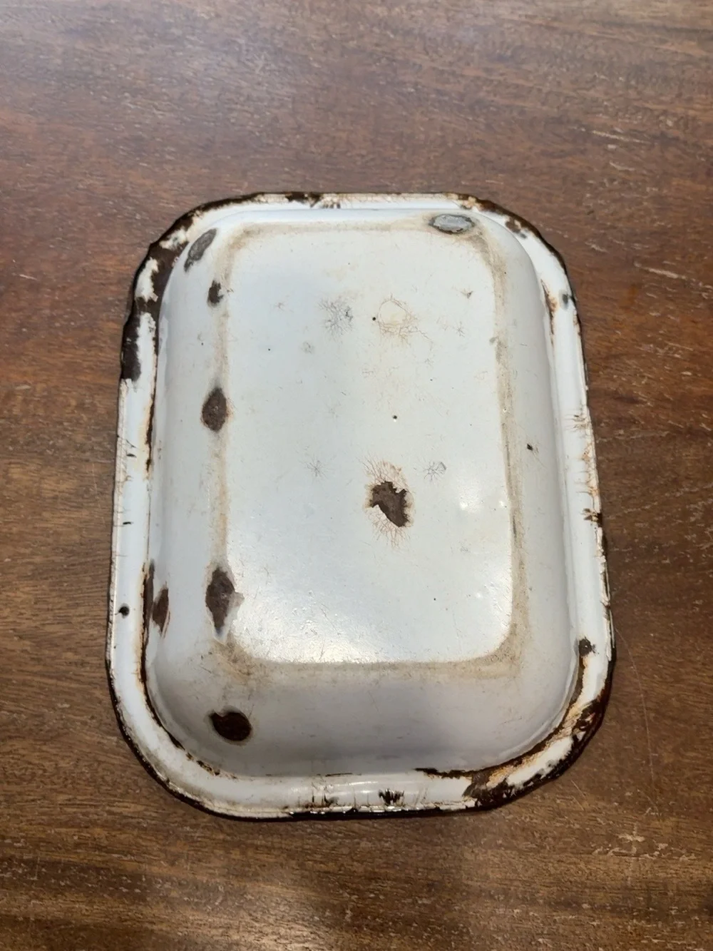 Vintage White Enamelware Baking Pan 11x9
